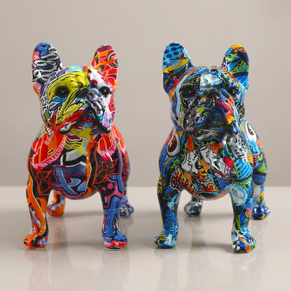 Colorful French Bulldog Statue Decor