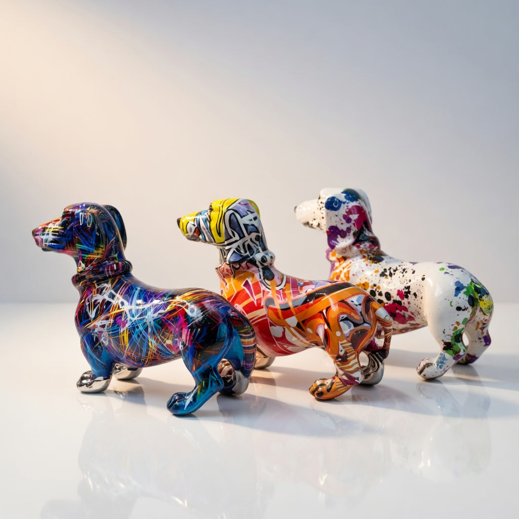 Colorful French Bulldog Statue Decor