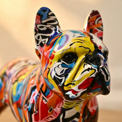 Colorful French Bulldog Statue Decor