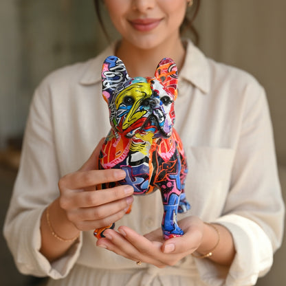 Colorful French Bulldog Statue Decor